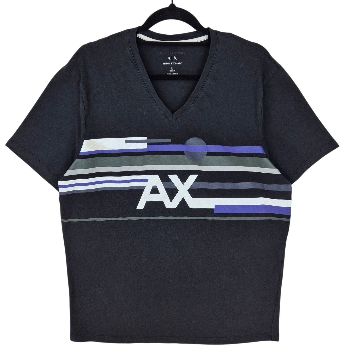 Armani Exchange Black V Neck Tee Shirt Size L