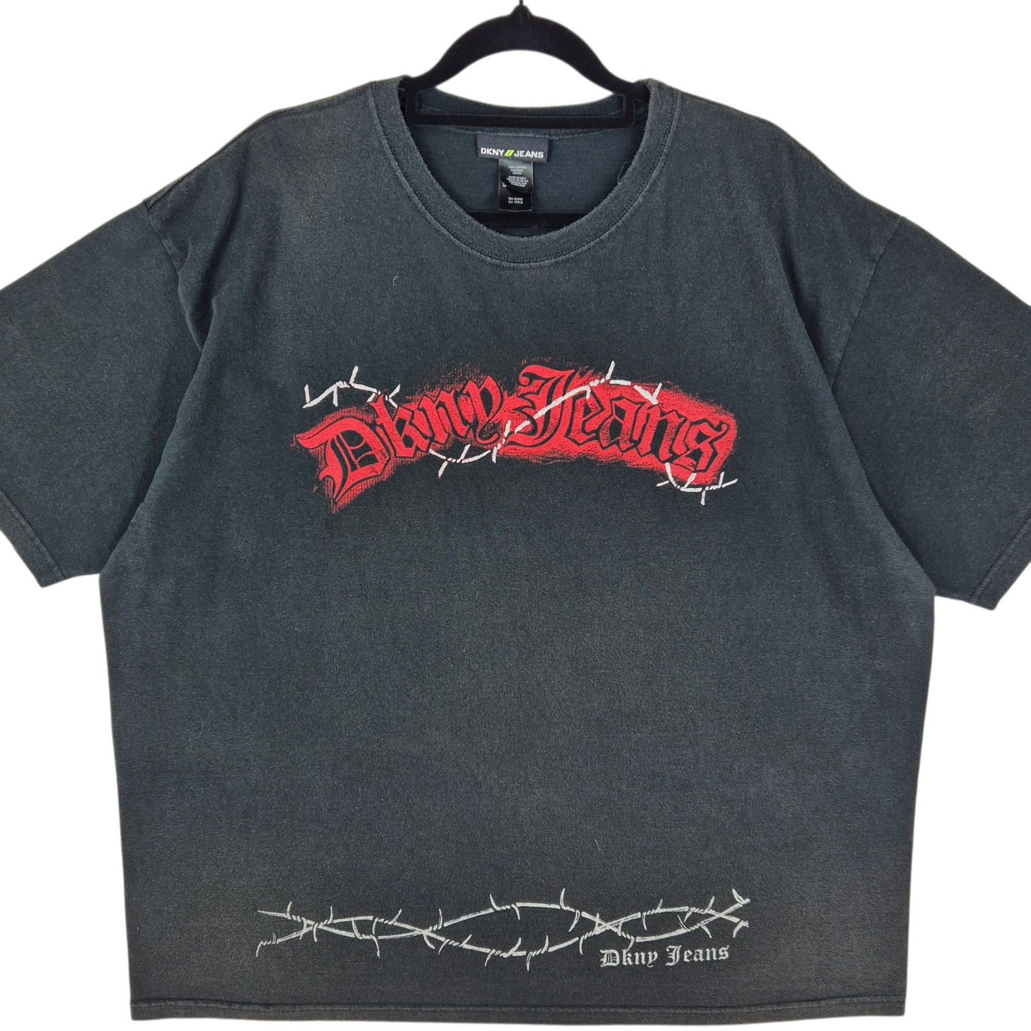 DKNY Jeans Black USA Made Cotton Tee Shirt Size XL