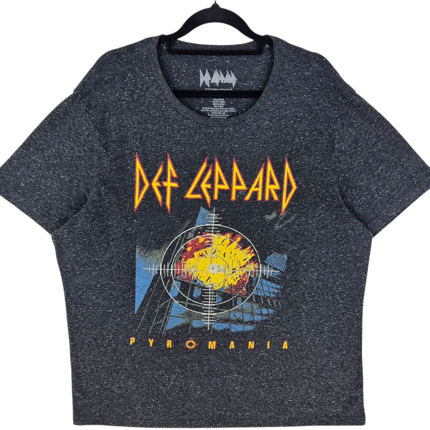 Def Leppard Dark Grey Stretch Cotton Tee Shirt Size XL
