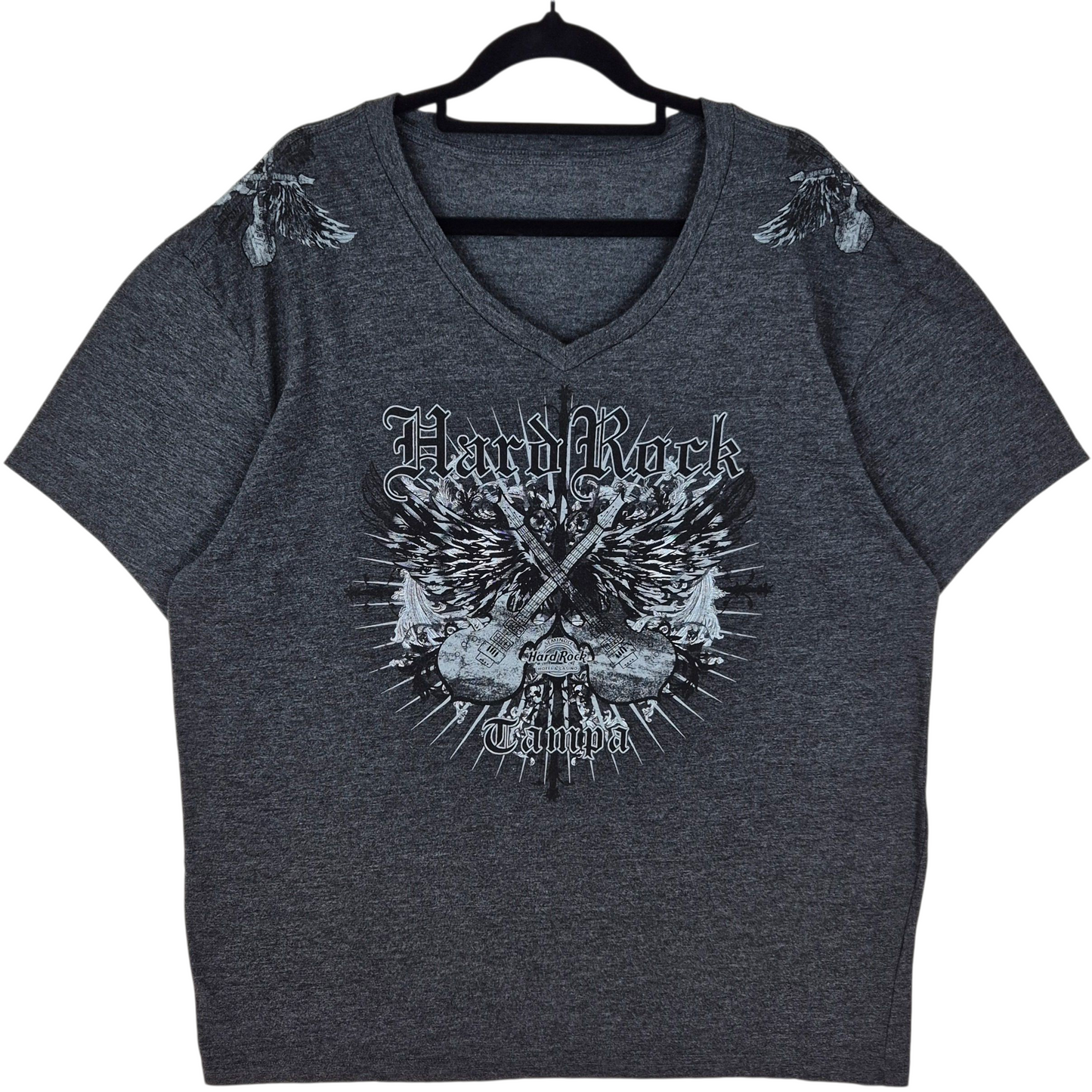 Hard Rock Cafe Tampa Dark Grey V Neck Tee Shirt Size 2XL