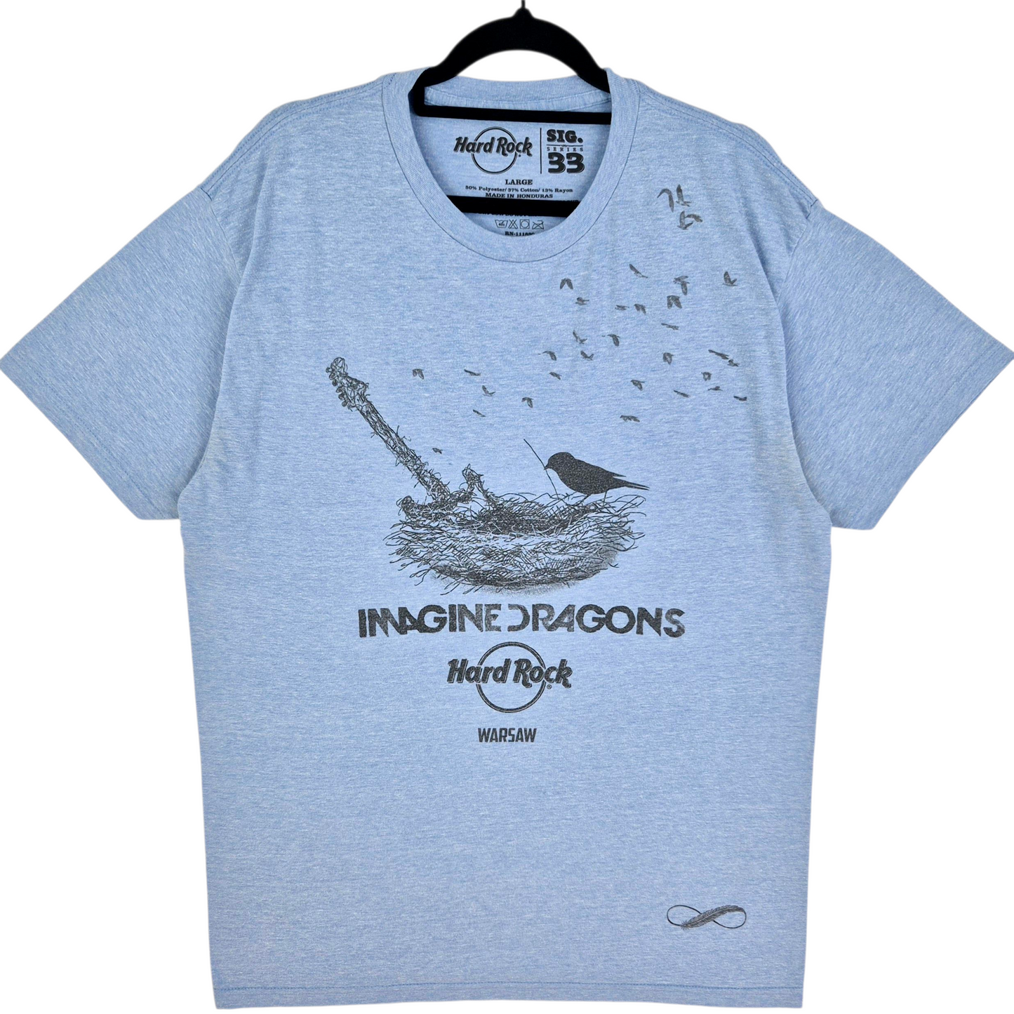 Hard Rock Cafe Warsaw x Imagine Dragons Light Blue Stretch Tee Shirt Size L