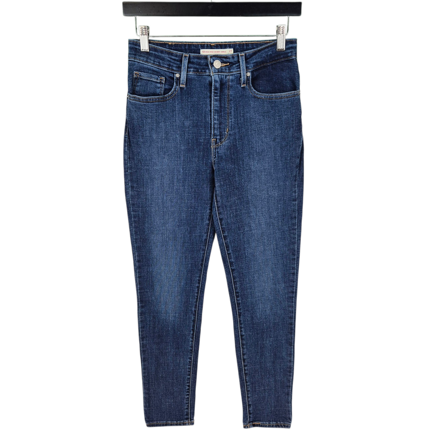 Levis 721 Jeans Womens Dark Blue High Rise Skinny Stretch Denim W26