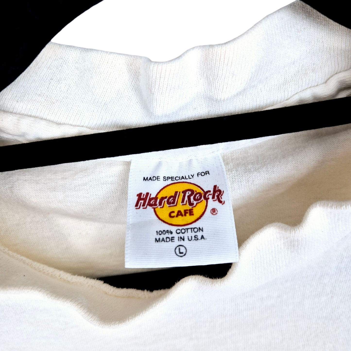 Vintage Hard Rock Cafe Honolulu 80's Cream White Single Stitch Tee Shirt Size L