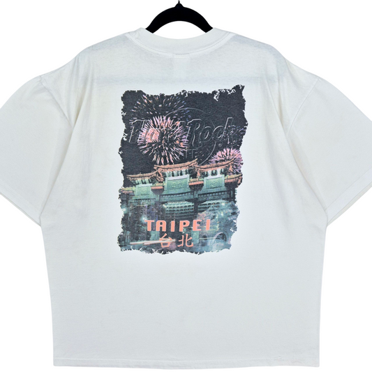Vintage Hard Rock Cafe Taipei Cream White Cotton Tee Shirt Size 3XL