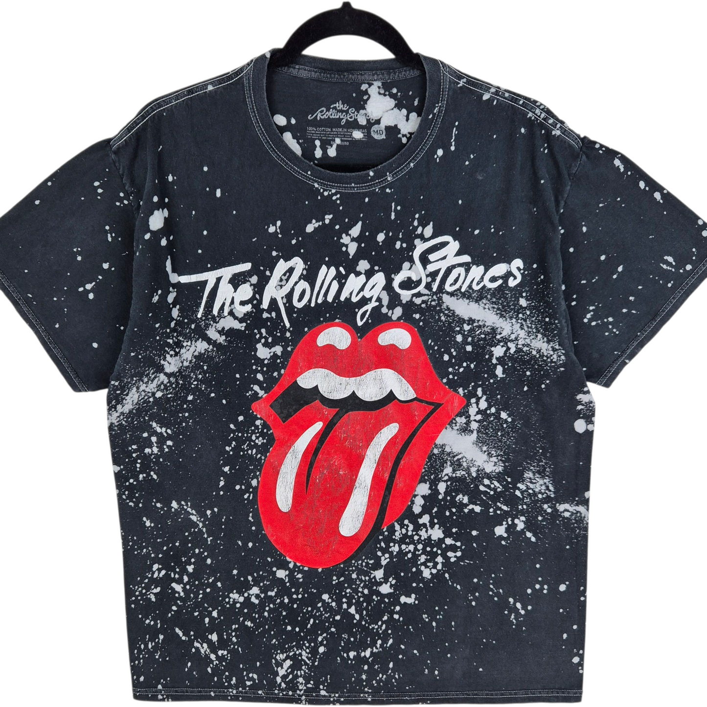 The Rolling Stones Black Tie Dye Cotton Tee Shirt Size M