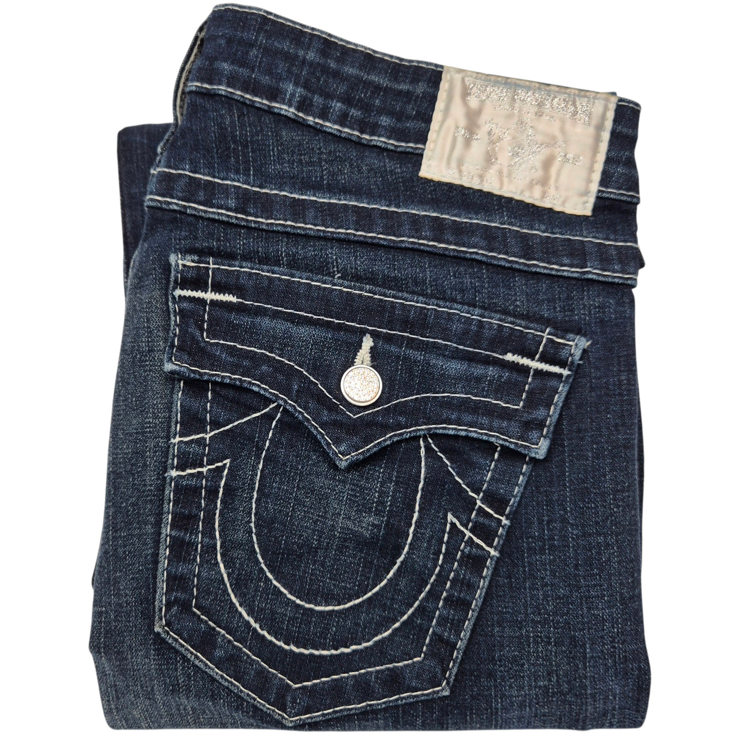 Vintage True Religion Jeans Womens Dark Blue USA Made Straight Leg Denim W31