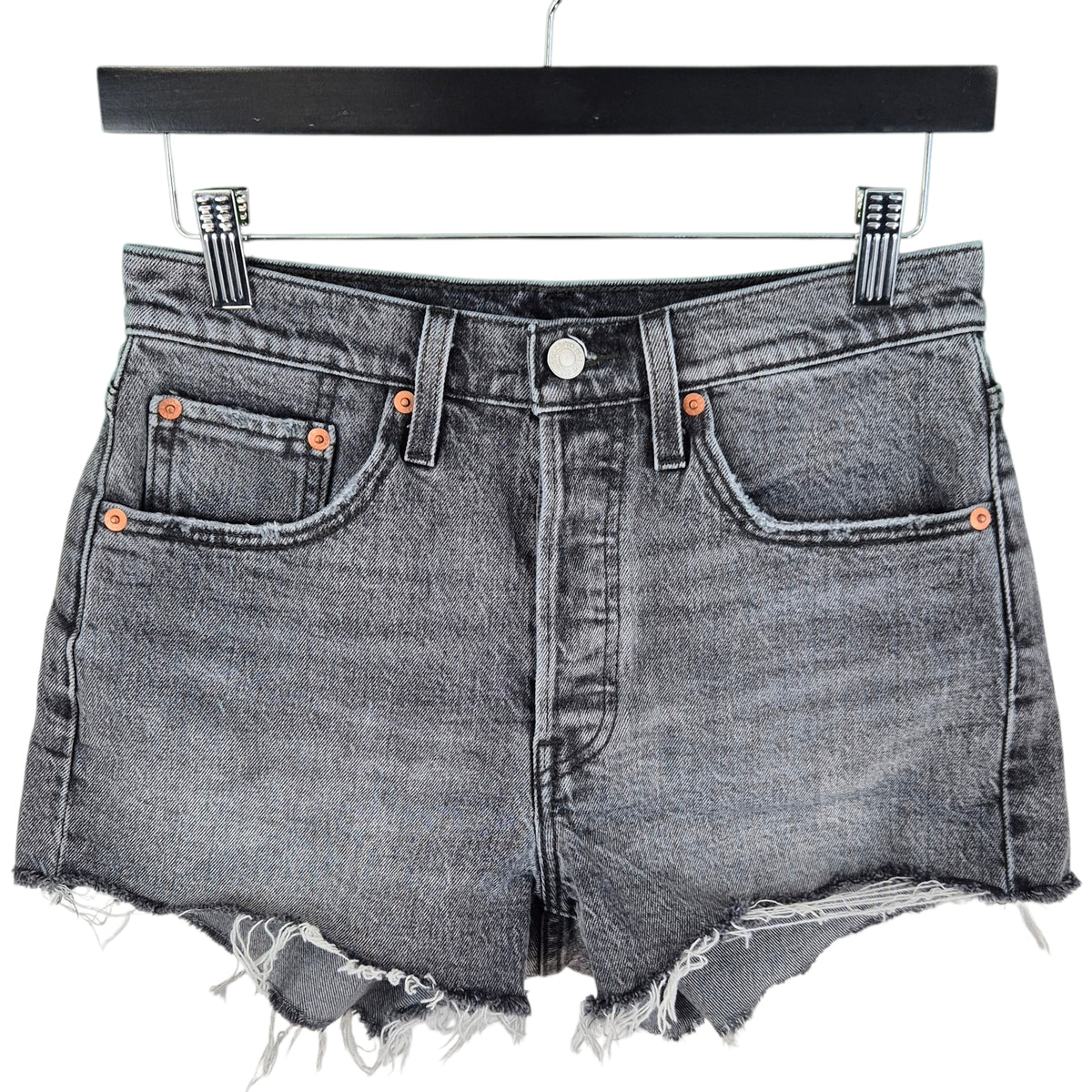 Levis 501 Jeans Womens Grey Denim Shorts W26