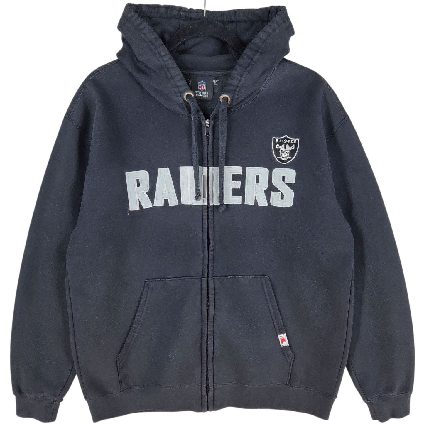 NFL Team Apparel Oakland Raiders Black Cotton Zip Hoodie Size 2XL