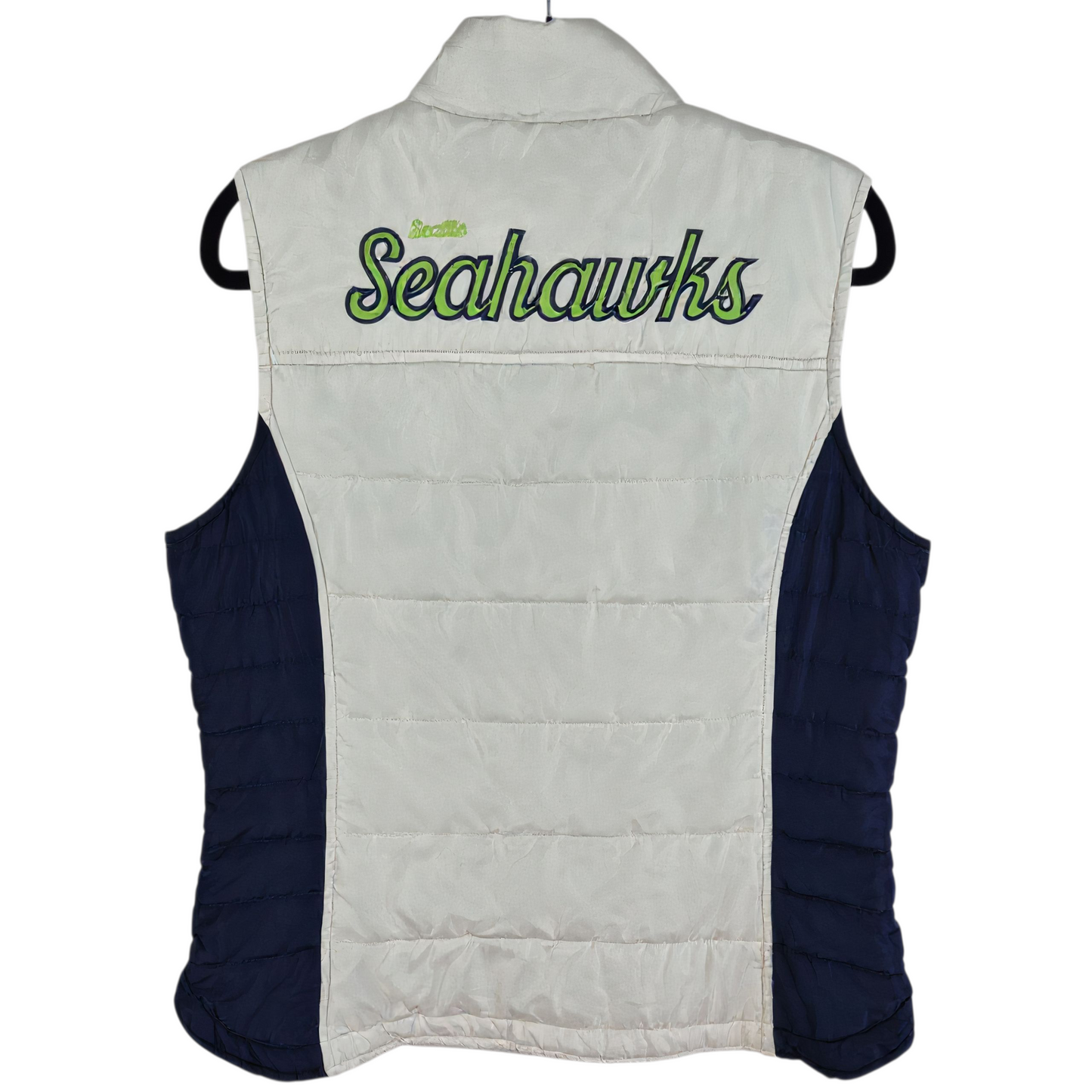NFL Team Apparel Womens Seattle Seahawks White Padded Gilet Vest Size M