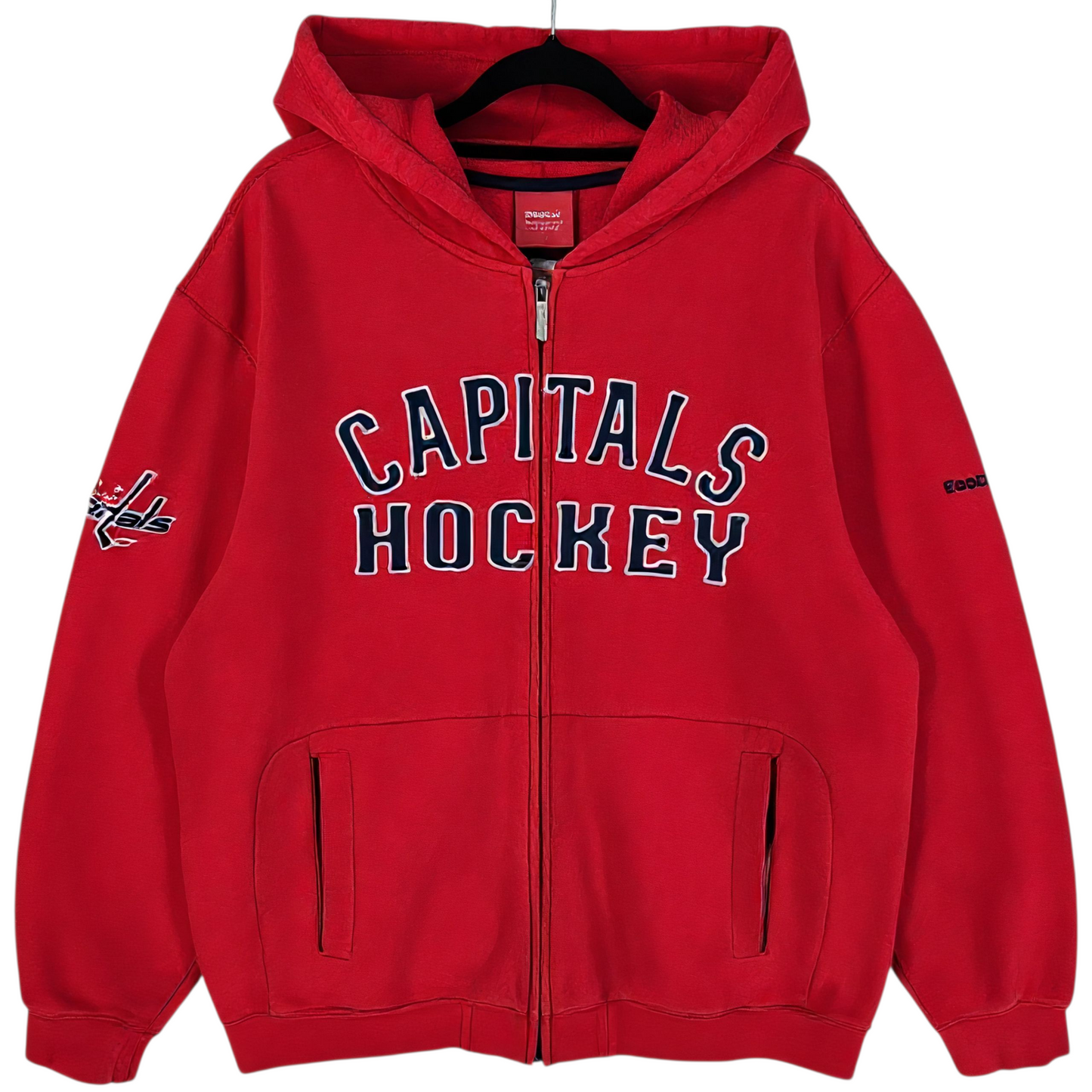 Vintage Reebok NHL Washington Capitals Red Zip Hoodie Size M