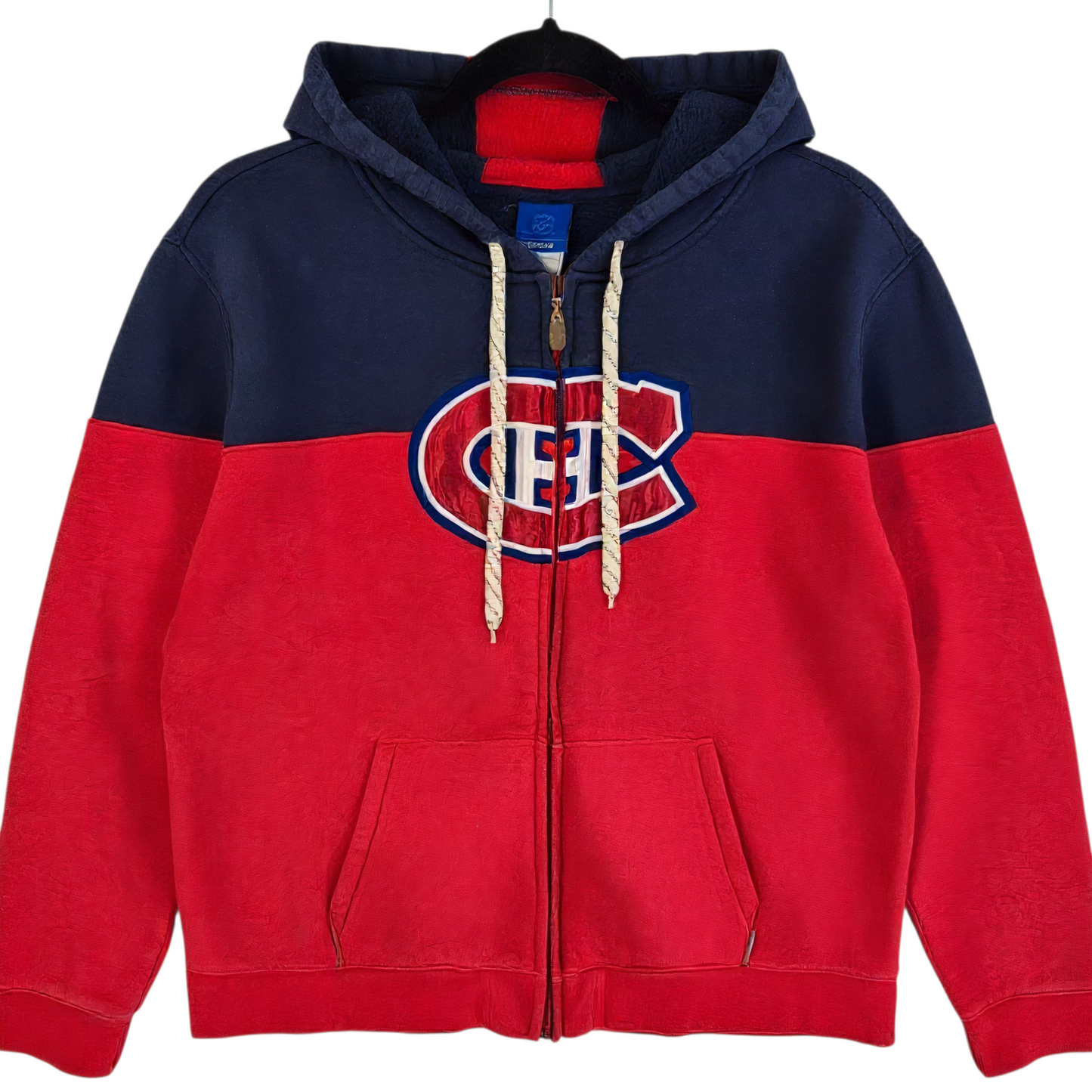 Vintage Reebok NHL Montreal Canadiens Red & Blue Zip Hoodie Size M