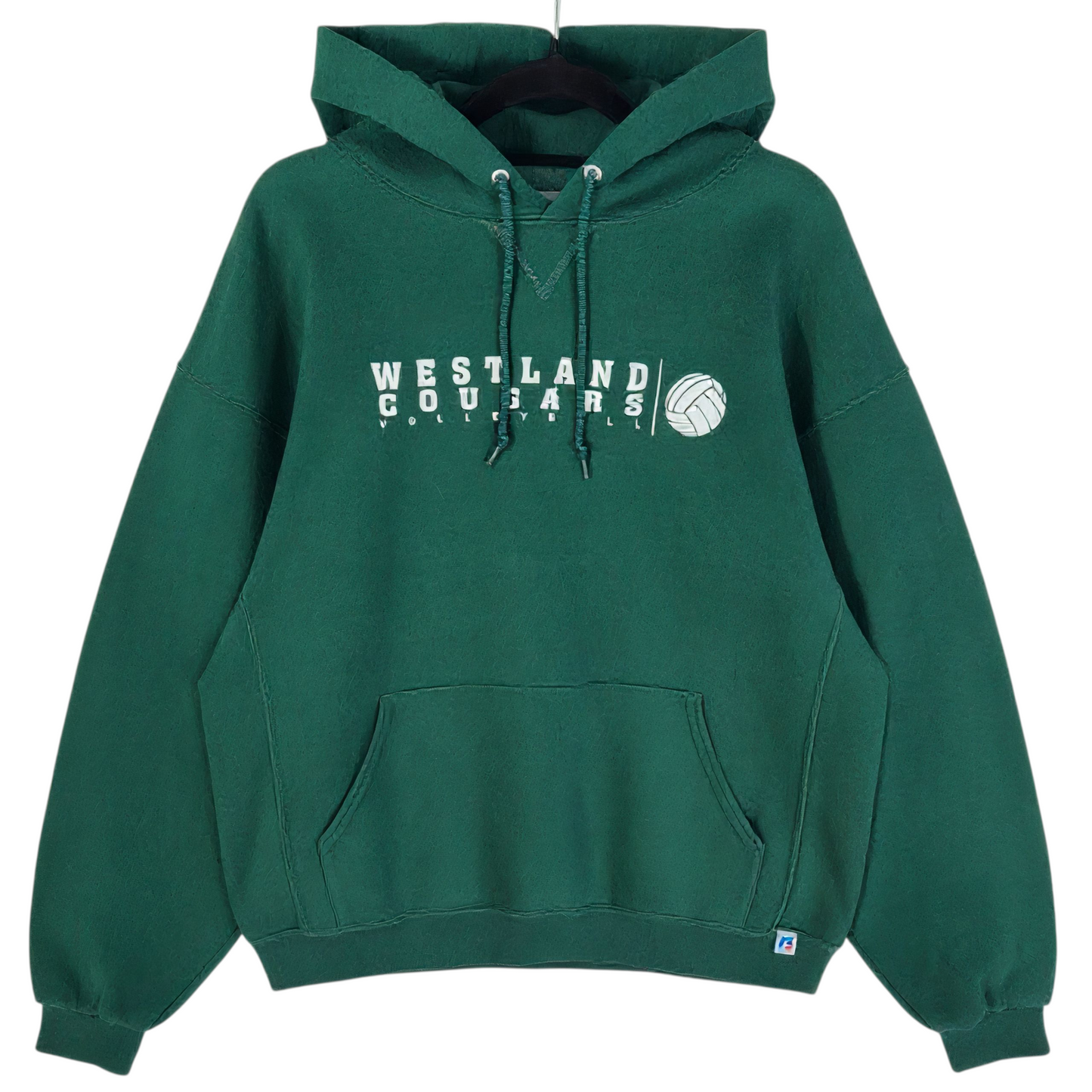 Vintage Russell Athletic Green Westland Cougars Volleyball Hoodie Size L