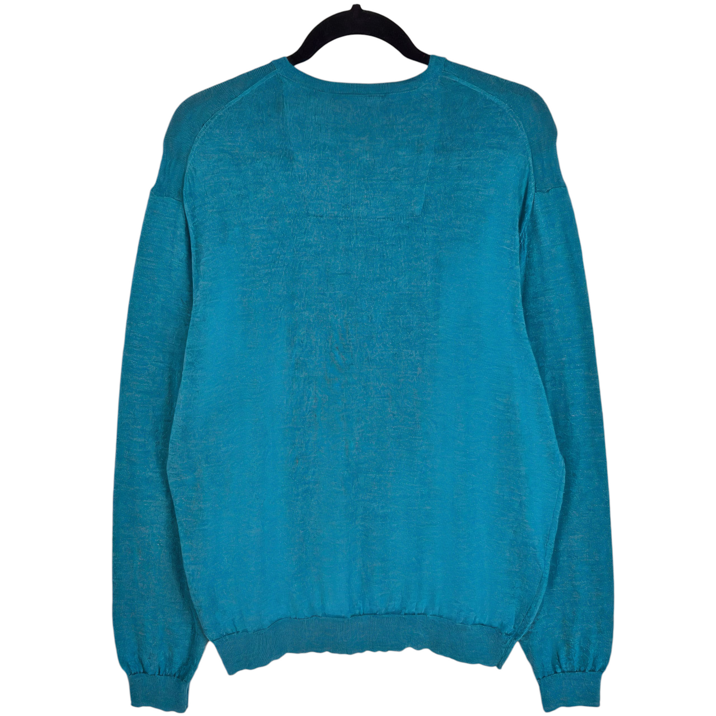Calvin Klein Blue Italian Merino Wool V Neck Knit Sweater Size XL