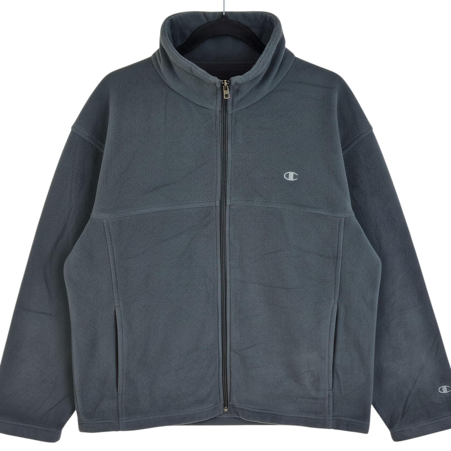 Vintage Champion Grey Fleece Zip Jumper Size L
