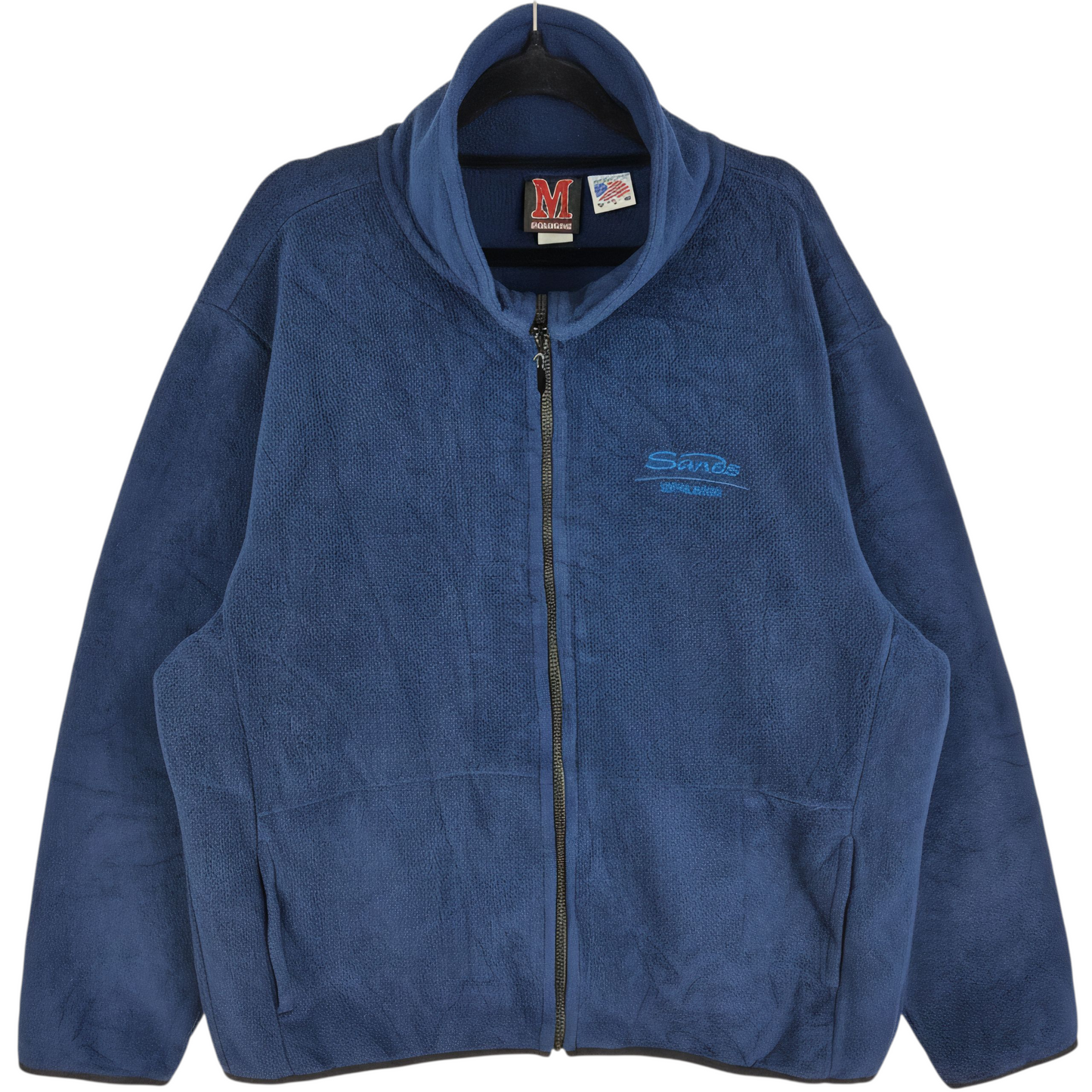 Vintage Bethlehem Sands 90's Dark Blue USA Made Fleece Zip Jumper Size XL