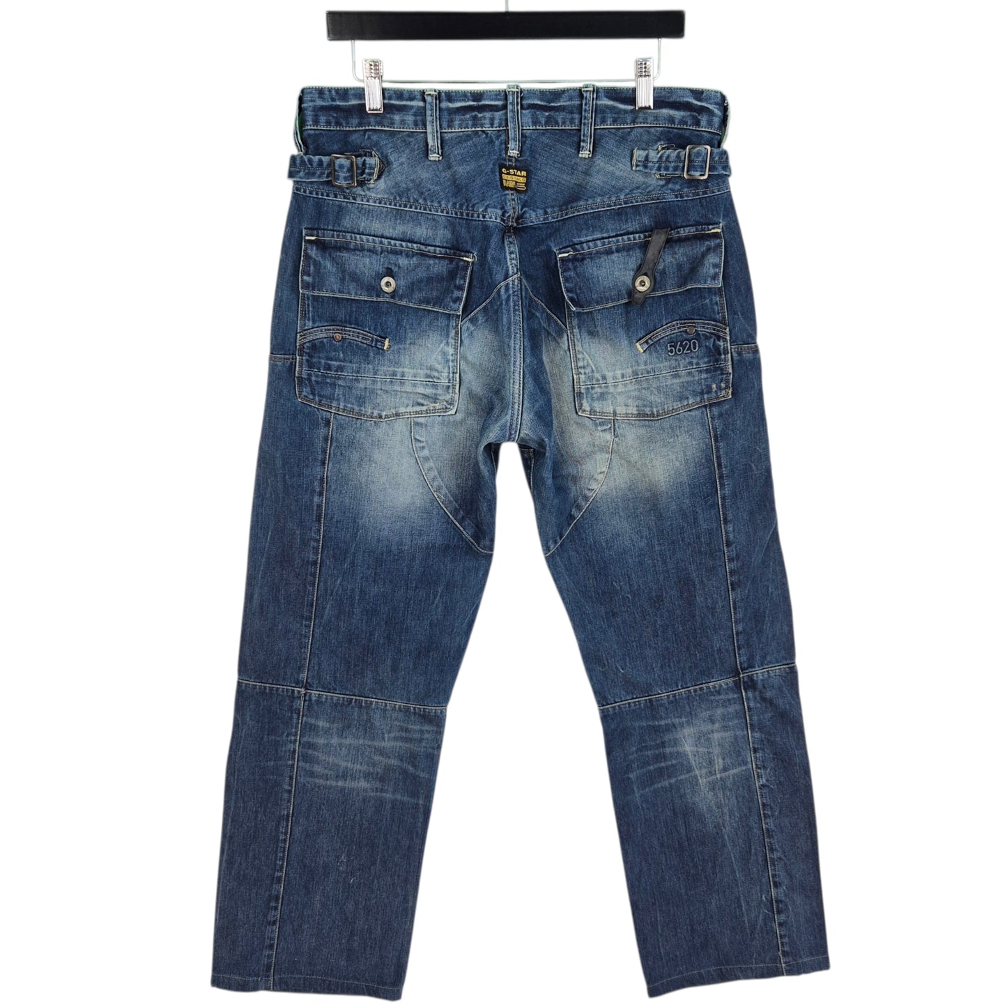 Vintage G Star Raw Jeans Blue Extra Heavy Loose Straight Leg Cargo Denim W33