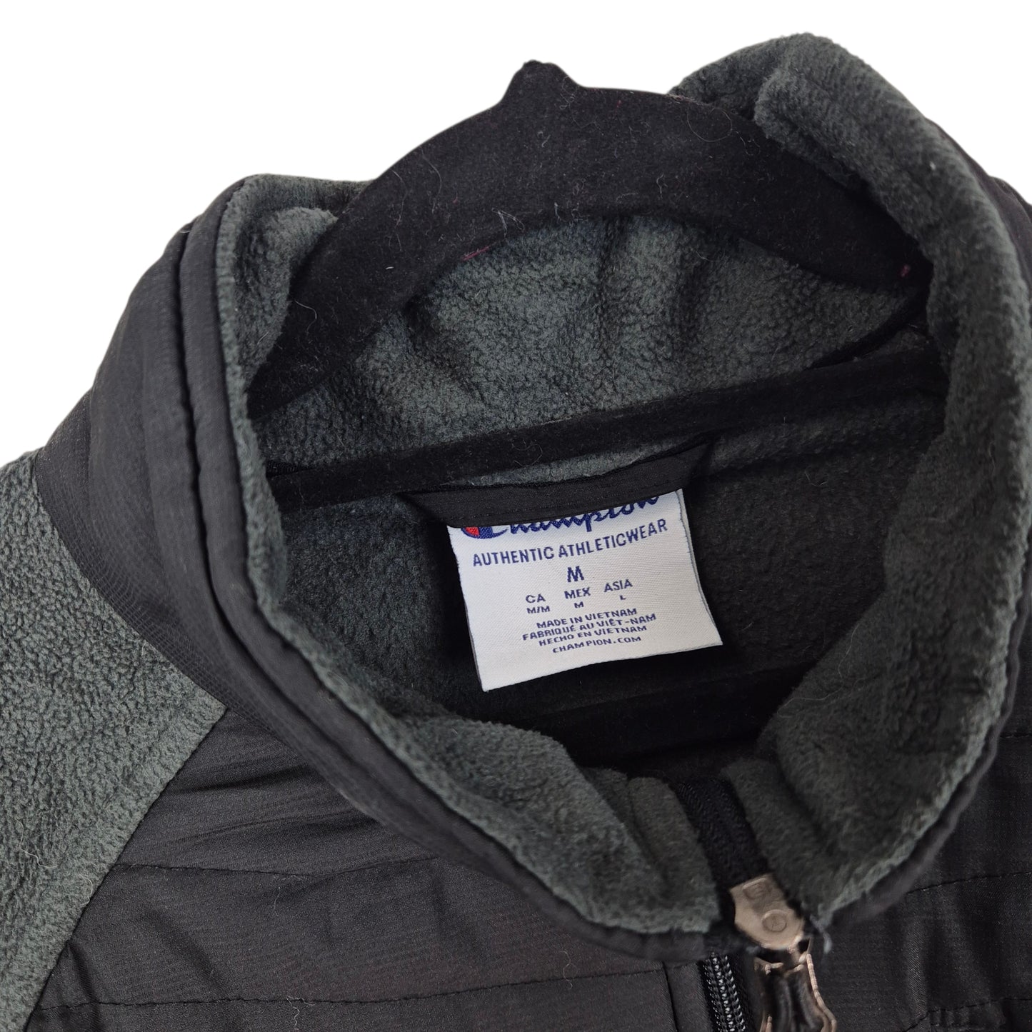 Champion Black Grey Fleece Hybrid Full Zip Jumper Size M