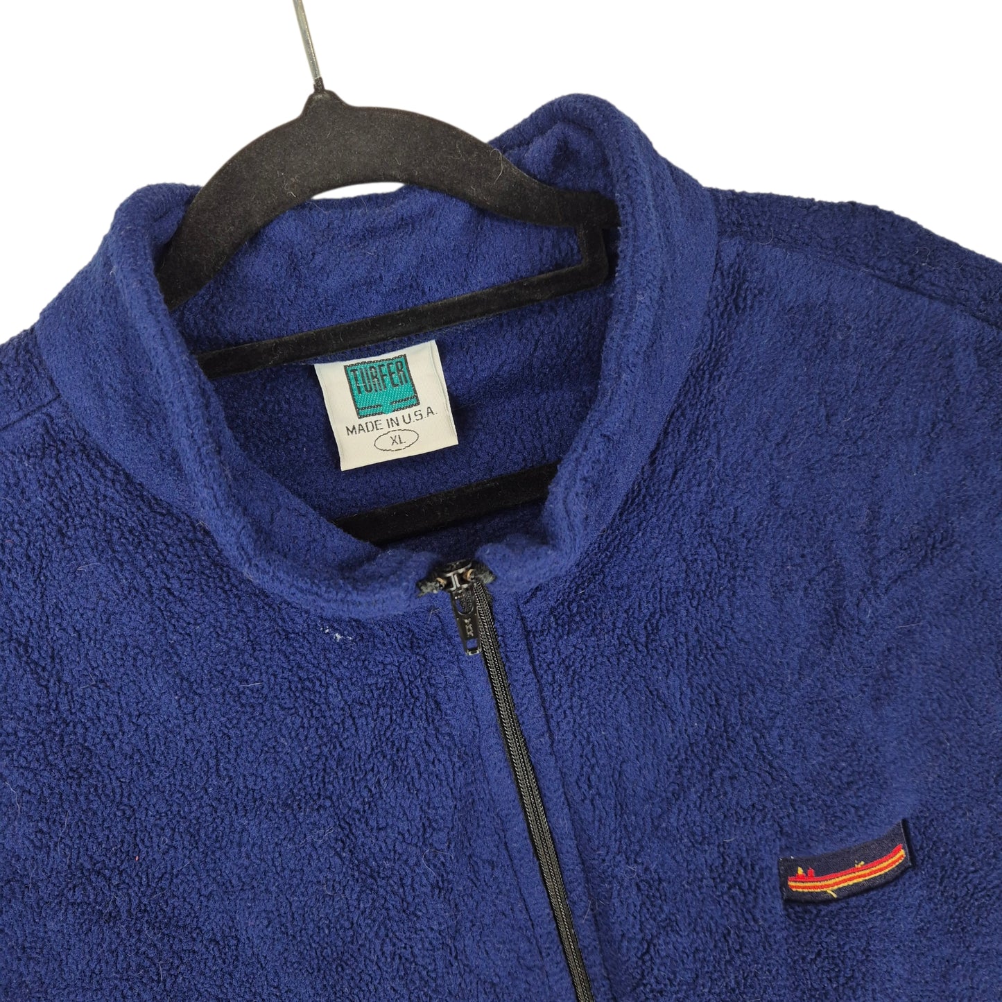 Vintage Turfer 80's Dark Blue USA Fleece Zip Shipping Vest Size XL