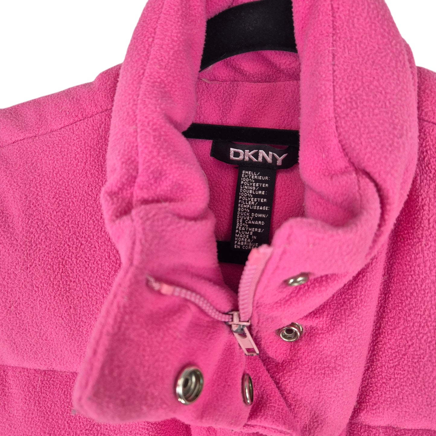 Vintage DKNY Womens Pink Duck Down Fleece Gilet Vest Size L