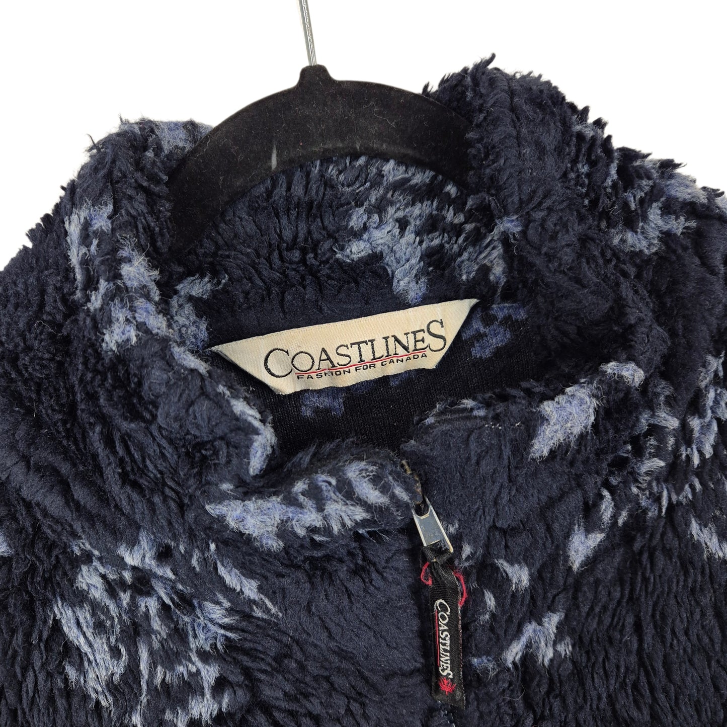 Vintage Coastlines Canada 80's Dark Blue Heavy Fleece Zip Jacket Size L