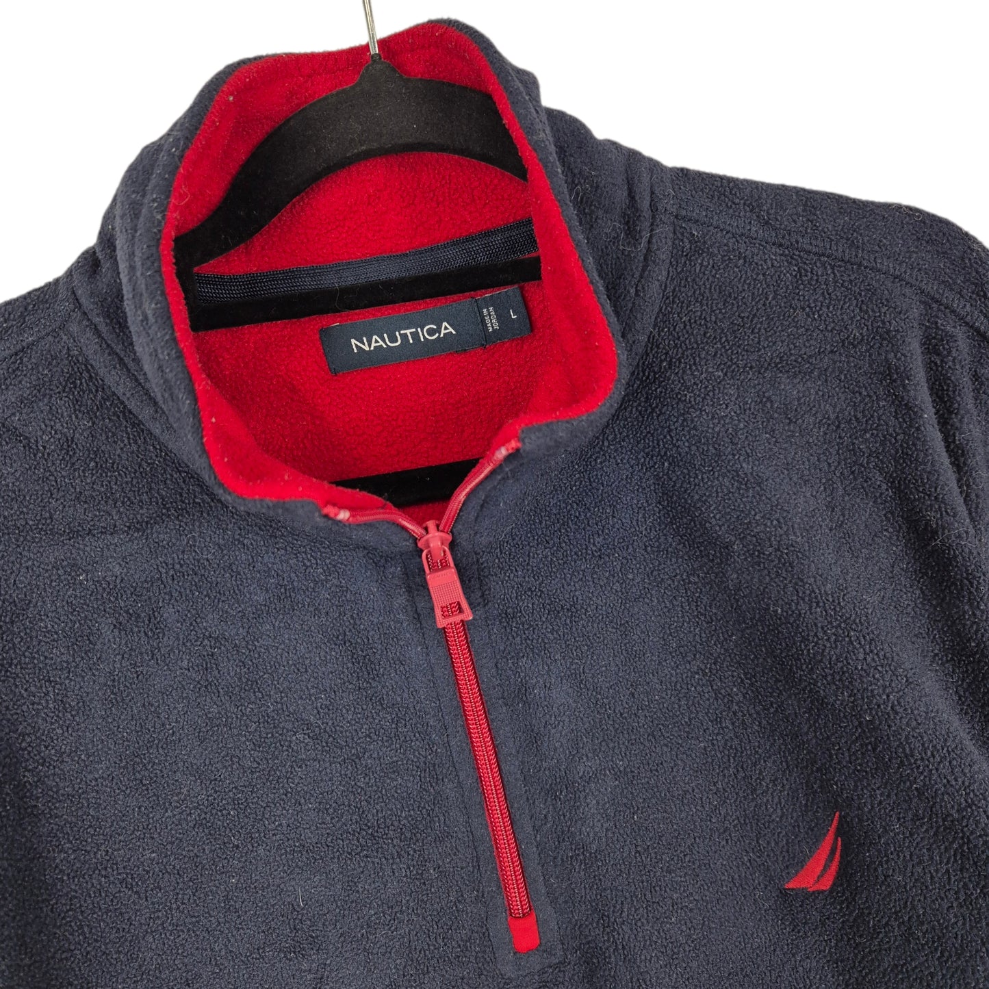 Nautica Dark Blue Quarter Zip Fleece Jumper Size L