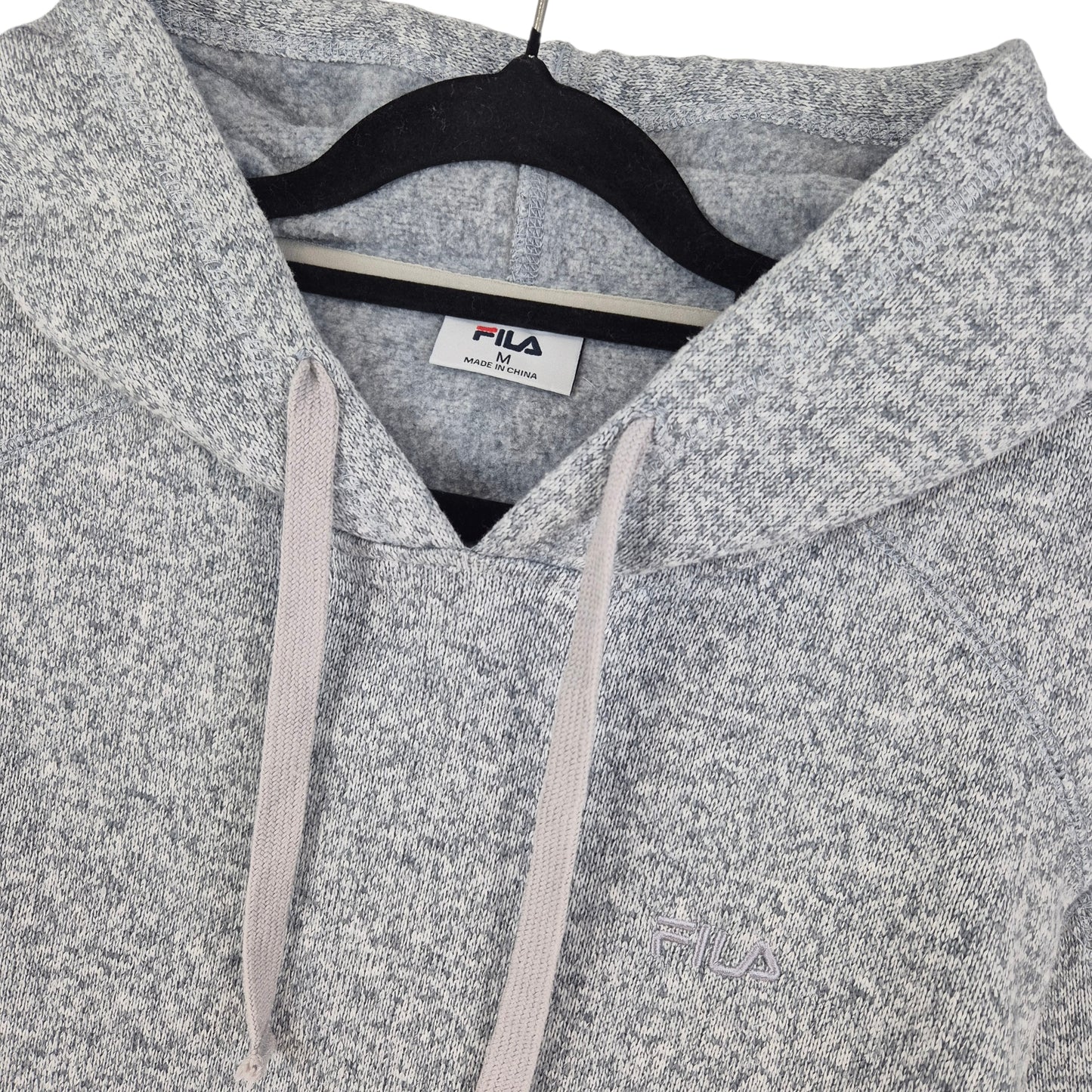 FILA Light Grey Fleece Knit Hoodie Size M