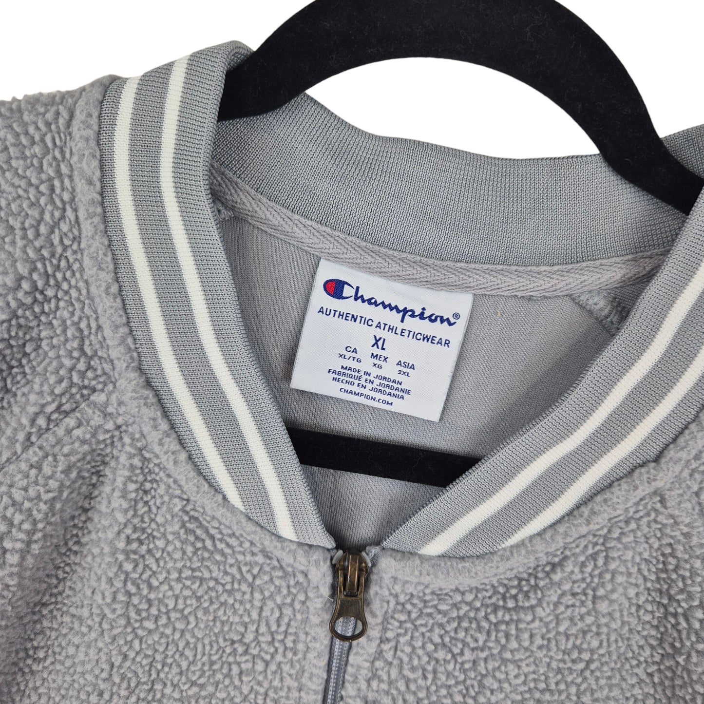 Champion Grey Fleece Full Zip Bomber Jumper Size XL