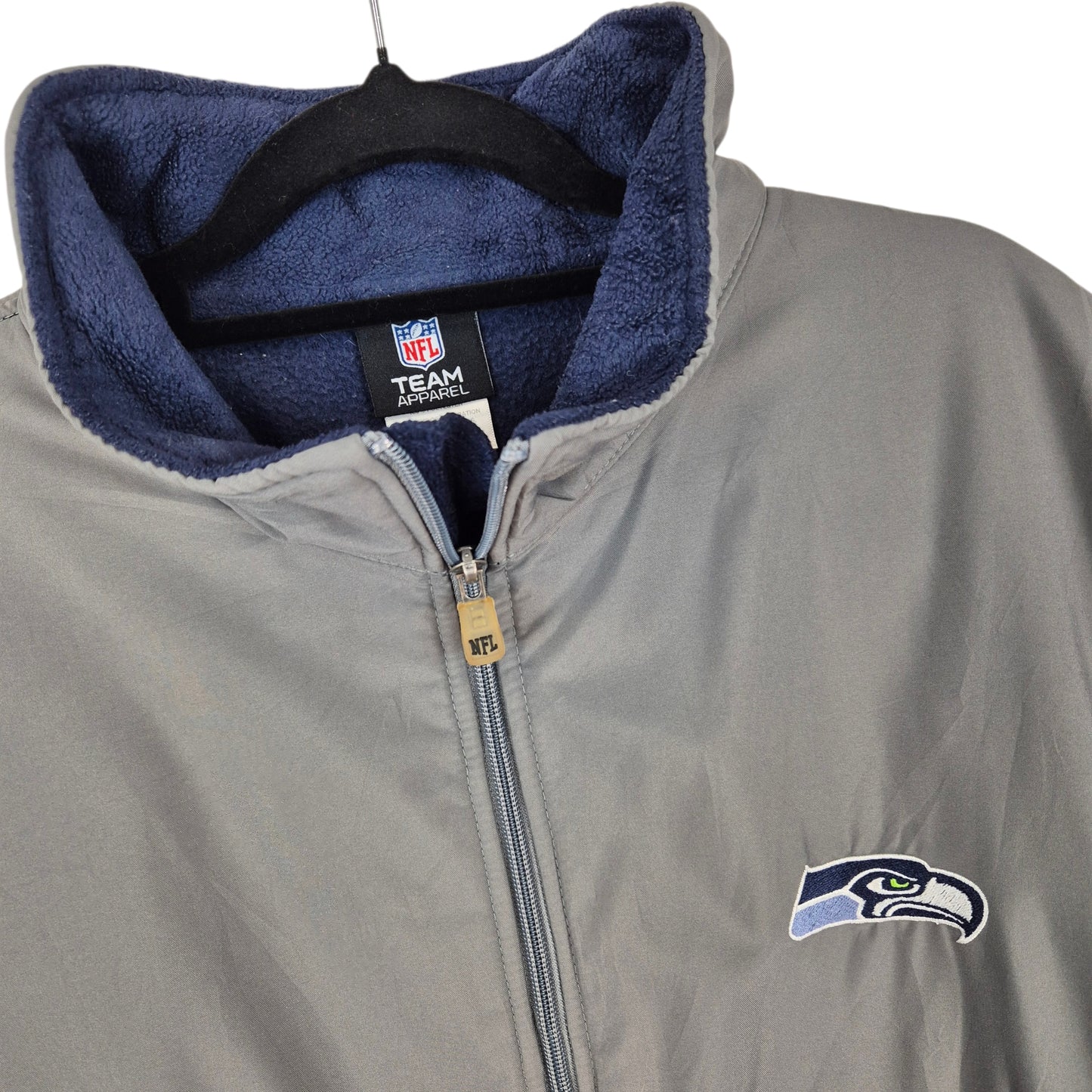 NFL Team Apparel Seattle Seahawks Dark Blue & Grey Full Zip Fleece Jumper Size L