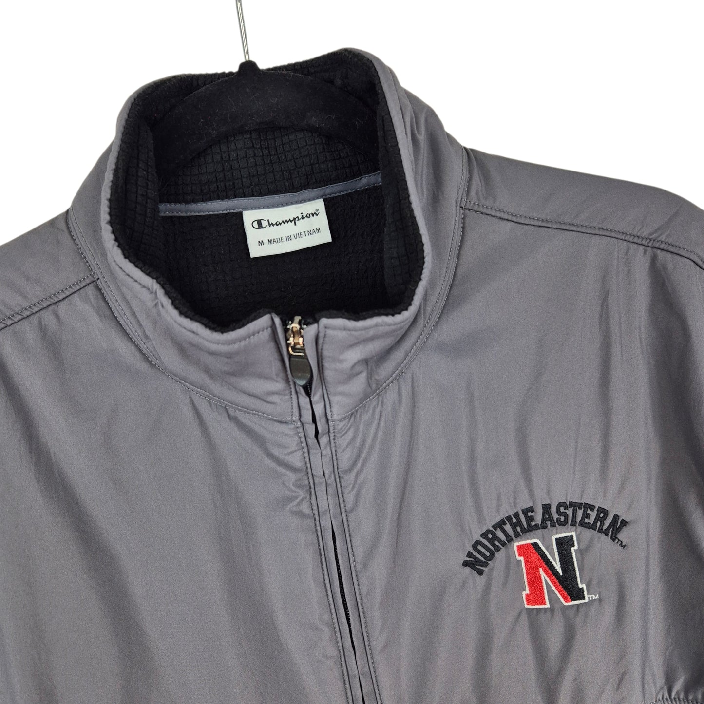 Champion Black & Grey Northeastern University Huskies Full Zip Fleece Jumper Size M