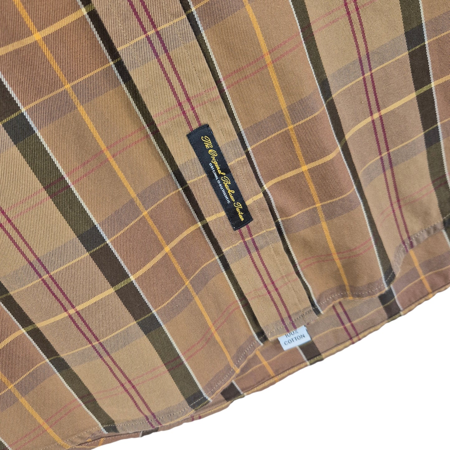 Vintage Barbour Tartans Brown Checkered Long Sleeve Button Shirt Size XL