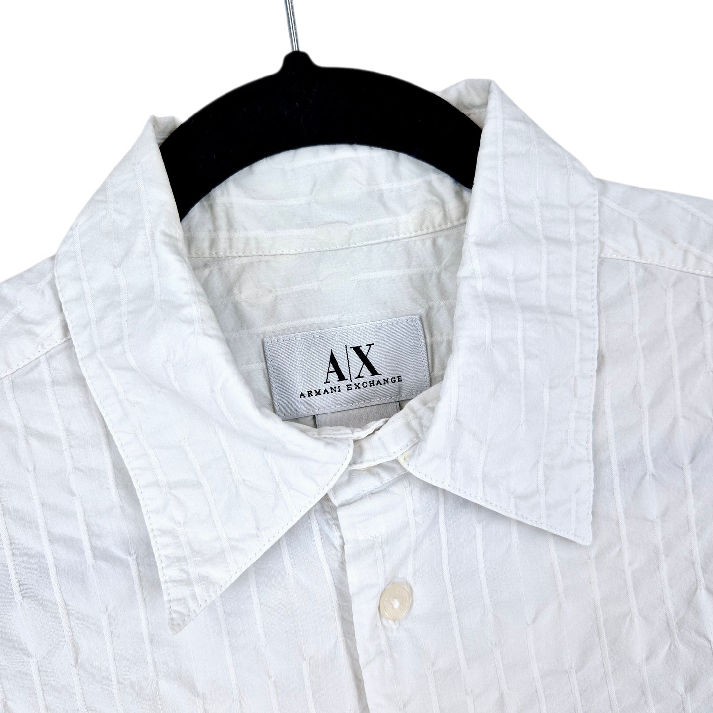 Armani Exchange White Slim Textured Dress Shirt Size S