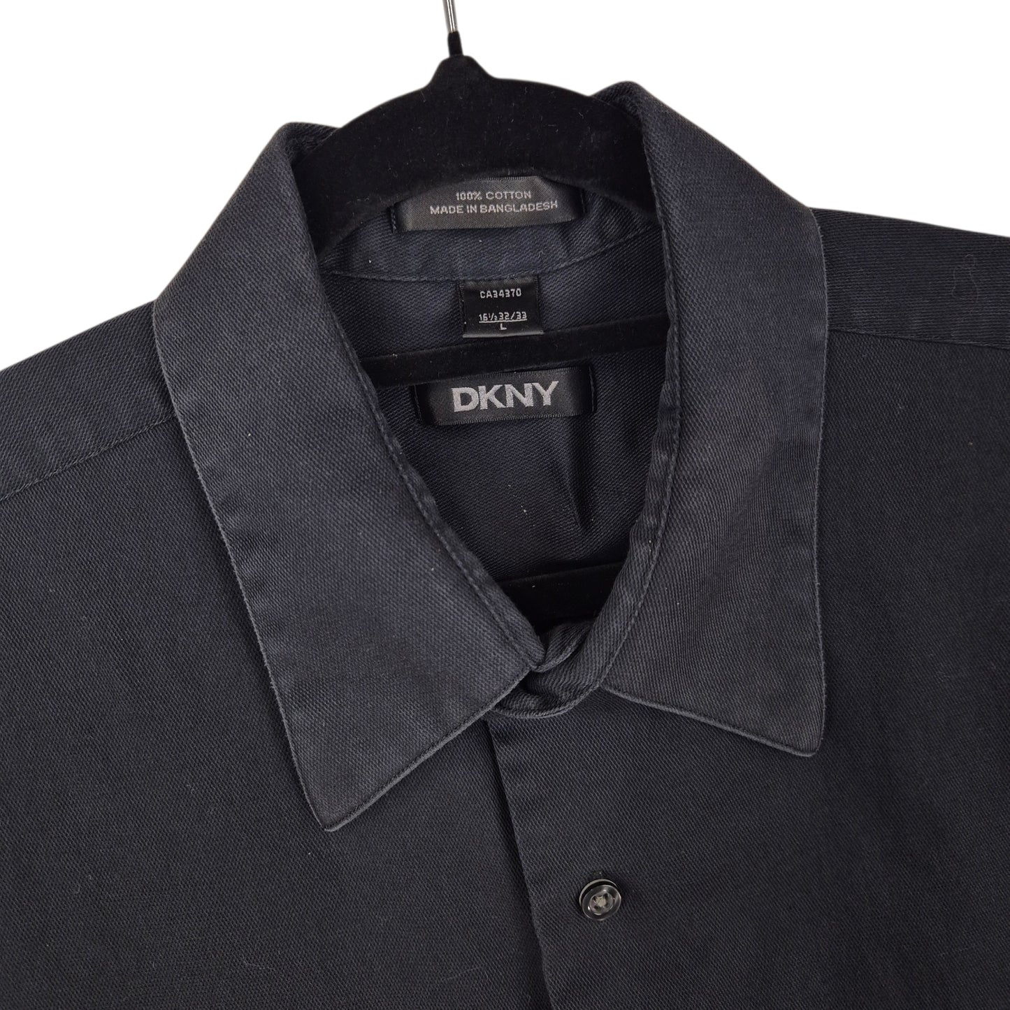 DKNY Black 100% Cotton Dress Shirt Size L