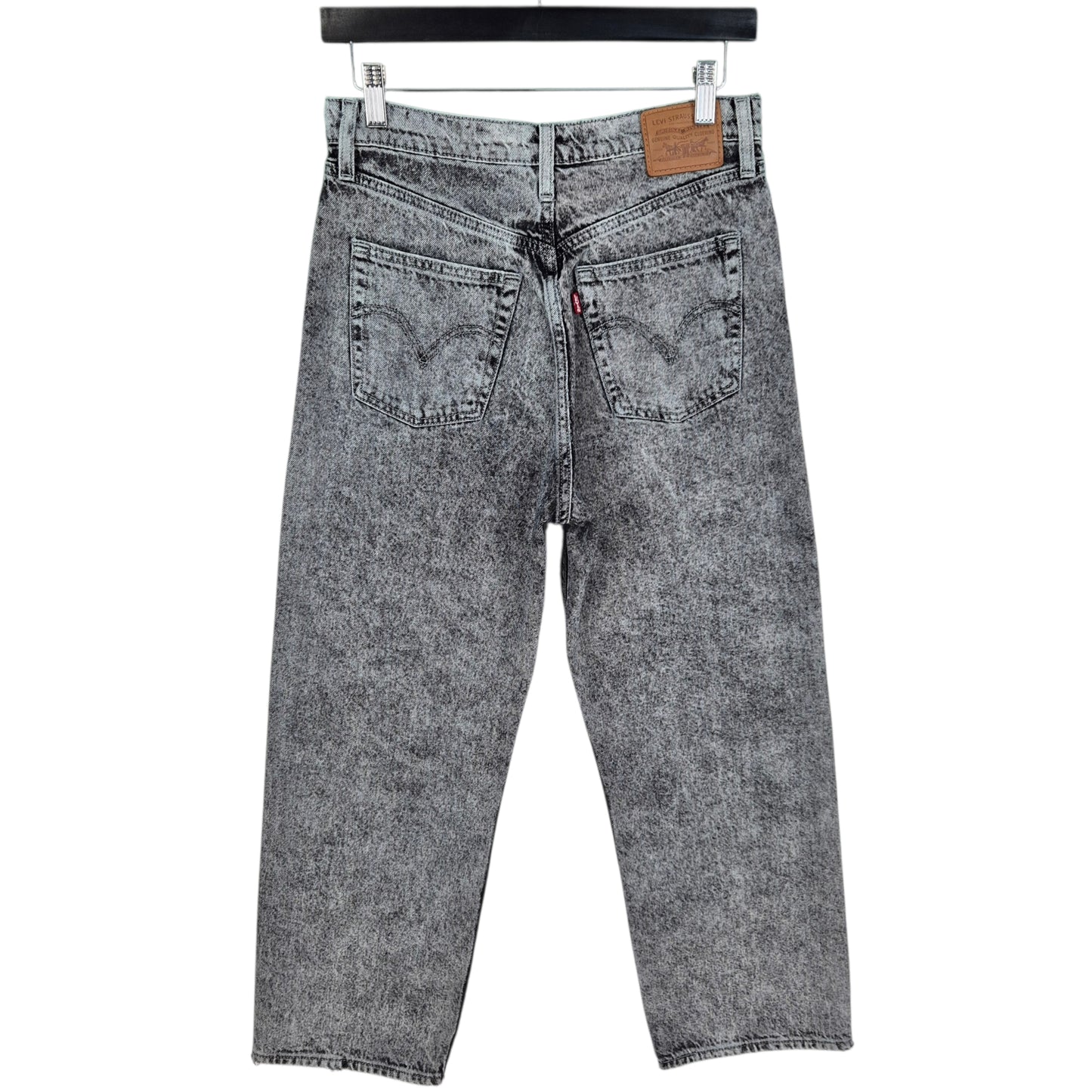 Levis Premium Jeans Womens Acid Grey Ribcage Straight Loose Denim W28