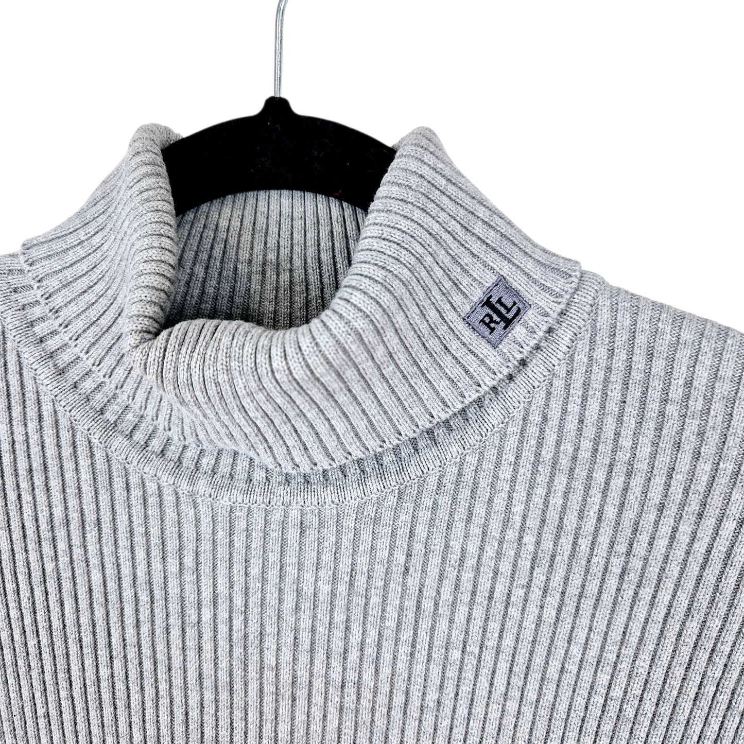 Vintage Ralph Lauren Green Label Womens Grey Turtle Knit Sweater Size XL