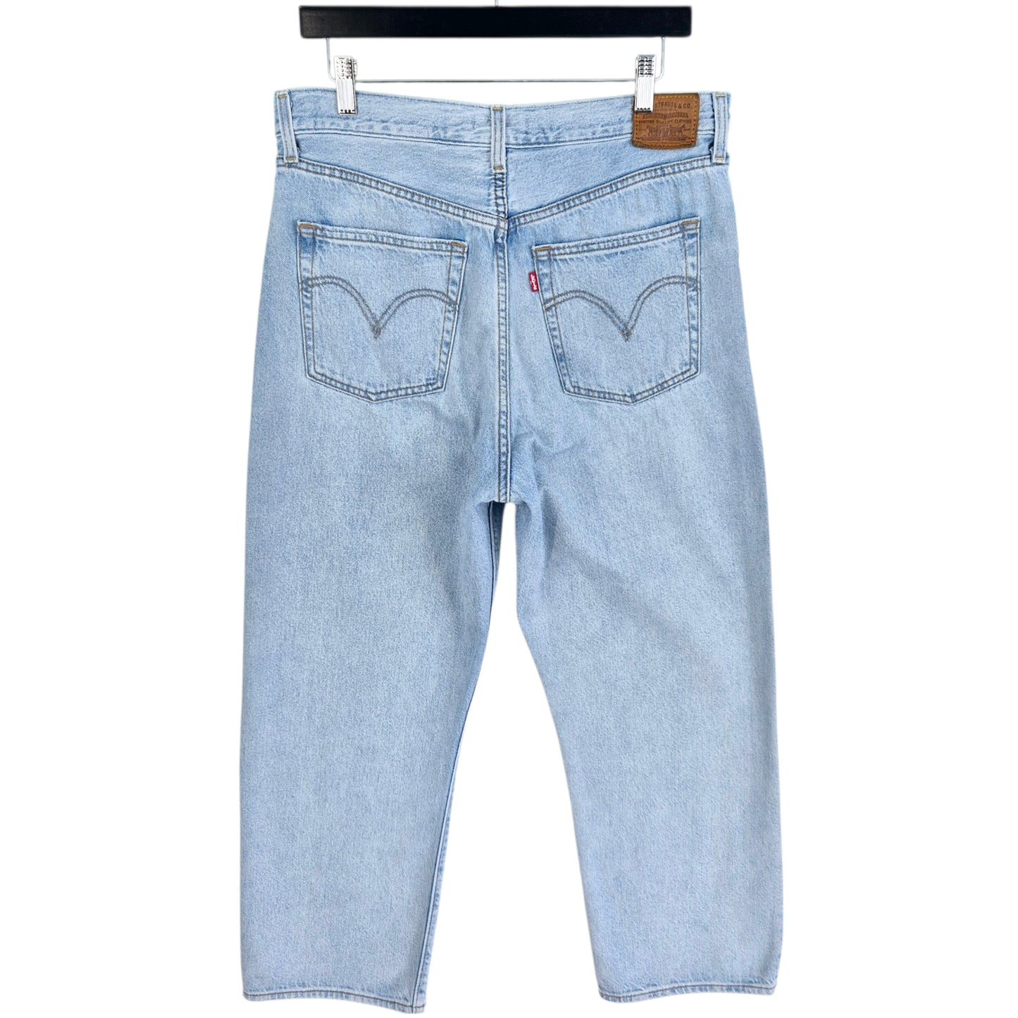 Levis Premium Jeans Womens Light Blue Ribcage Straight Heavy Denim W32