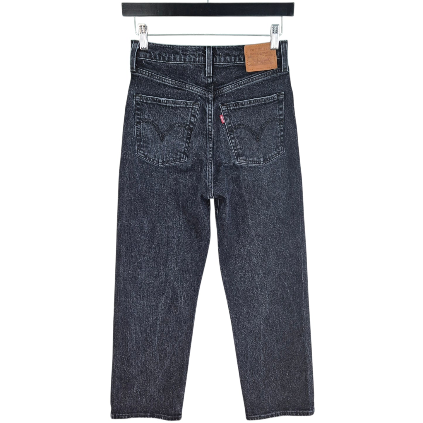 Levis Premium Jeans Womens Dark Grey Heavy Ribcage Straight Denim W26