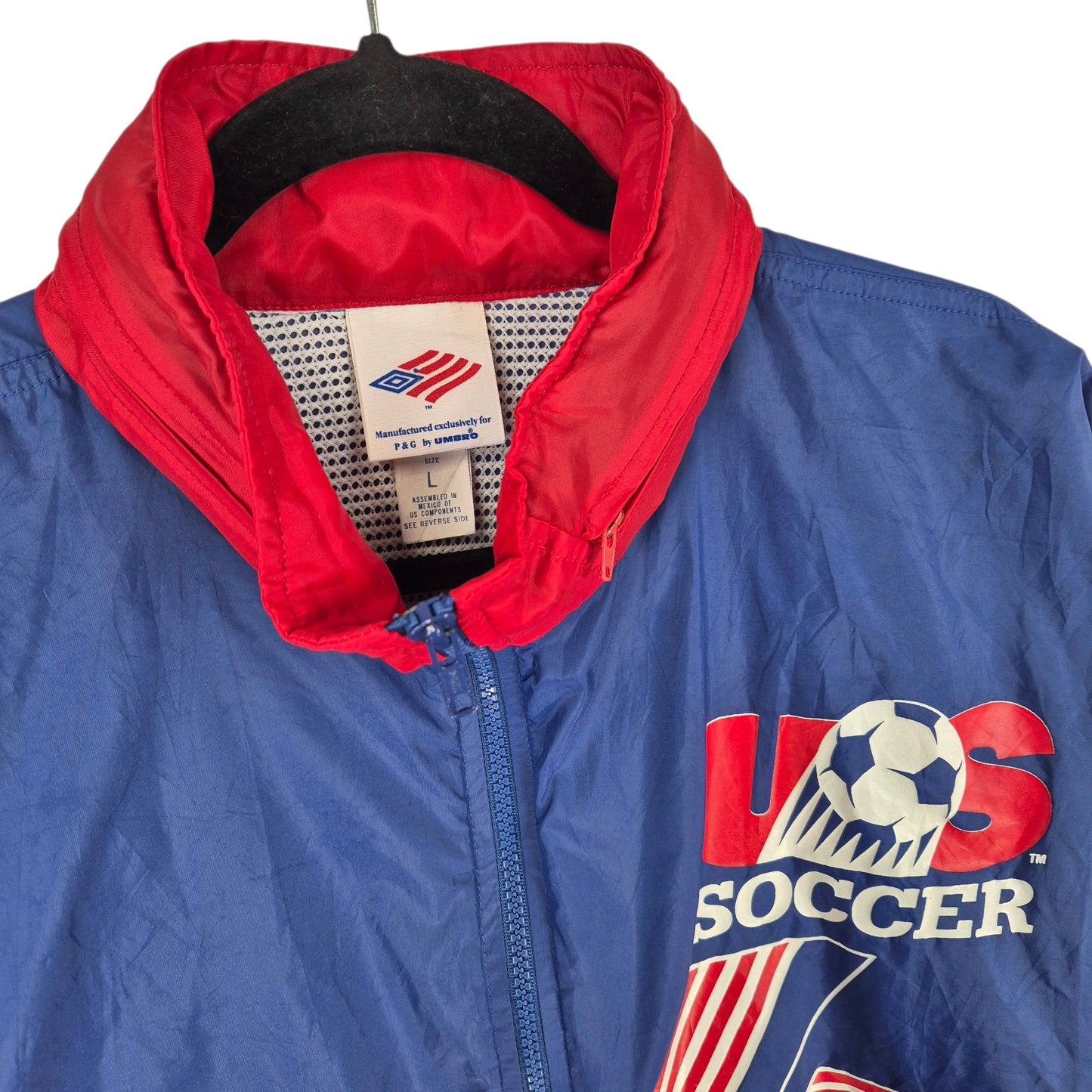 Vintage Umbro USA Soccer 80's Blue Light Spray Jacket Size L