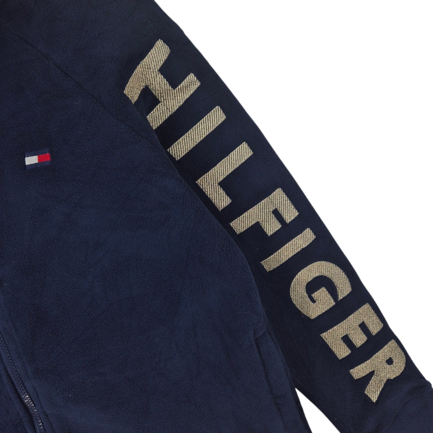 Tommy Hilfiger Sport Womens Blue Embroidered Fleece Zip Jumper Size L