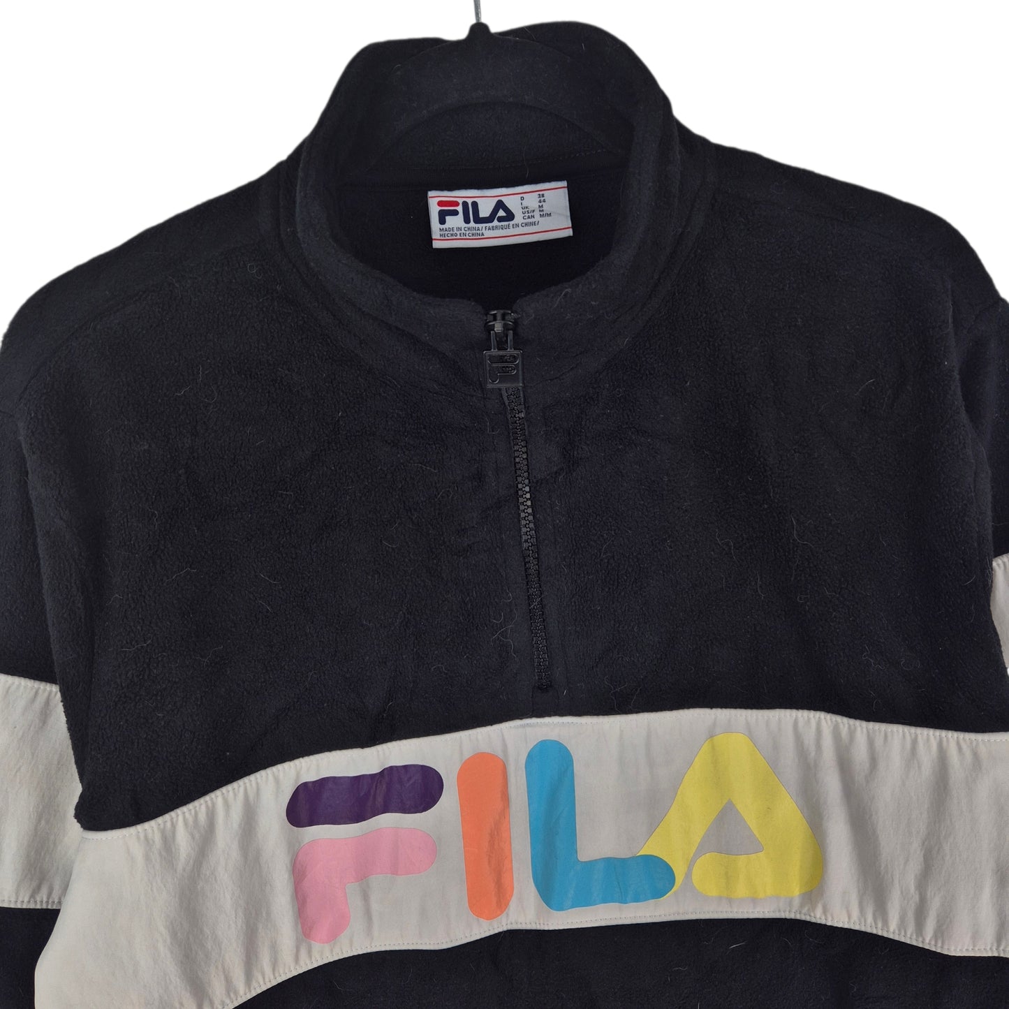 FILA Black Quarter Zip Fleece Jumper Size M