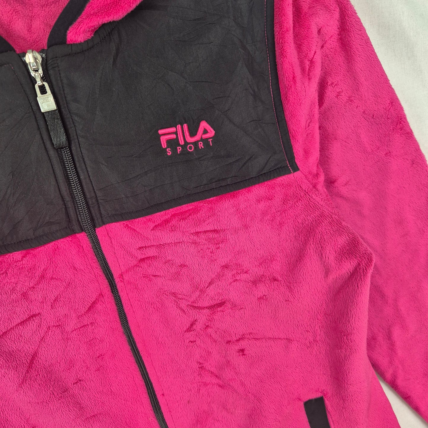 FILA Sport Womens Hot Pink Hooded Mink Fleece Zip Jumper Size S