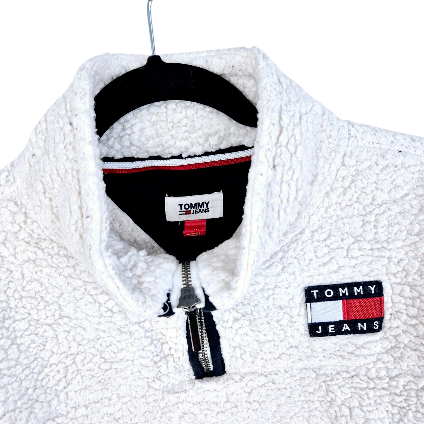 Tommy Hilfiger Womens White Quarter Zip Fleece Jumper Size M