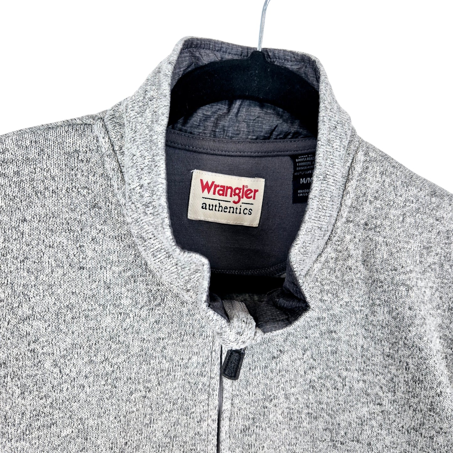 Wrangler Authentics Light Grey Quarter Zip Fleece Jumper Size M