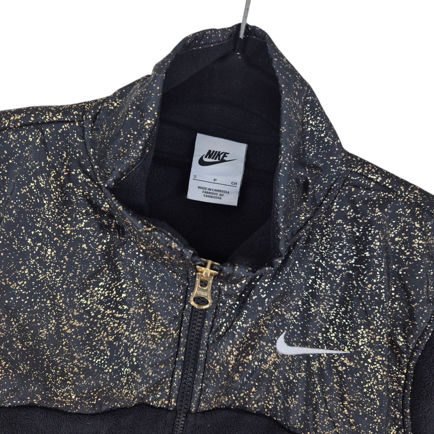 Nike Womens Black & Gold Fleece Zip Jumper Size S