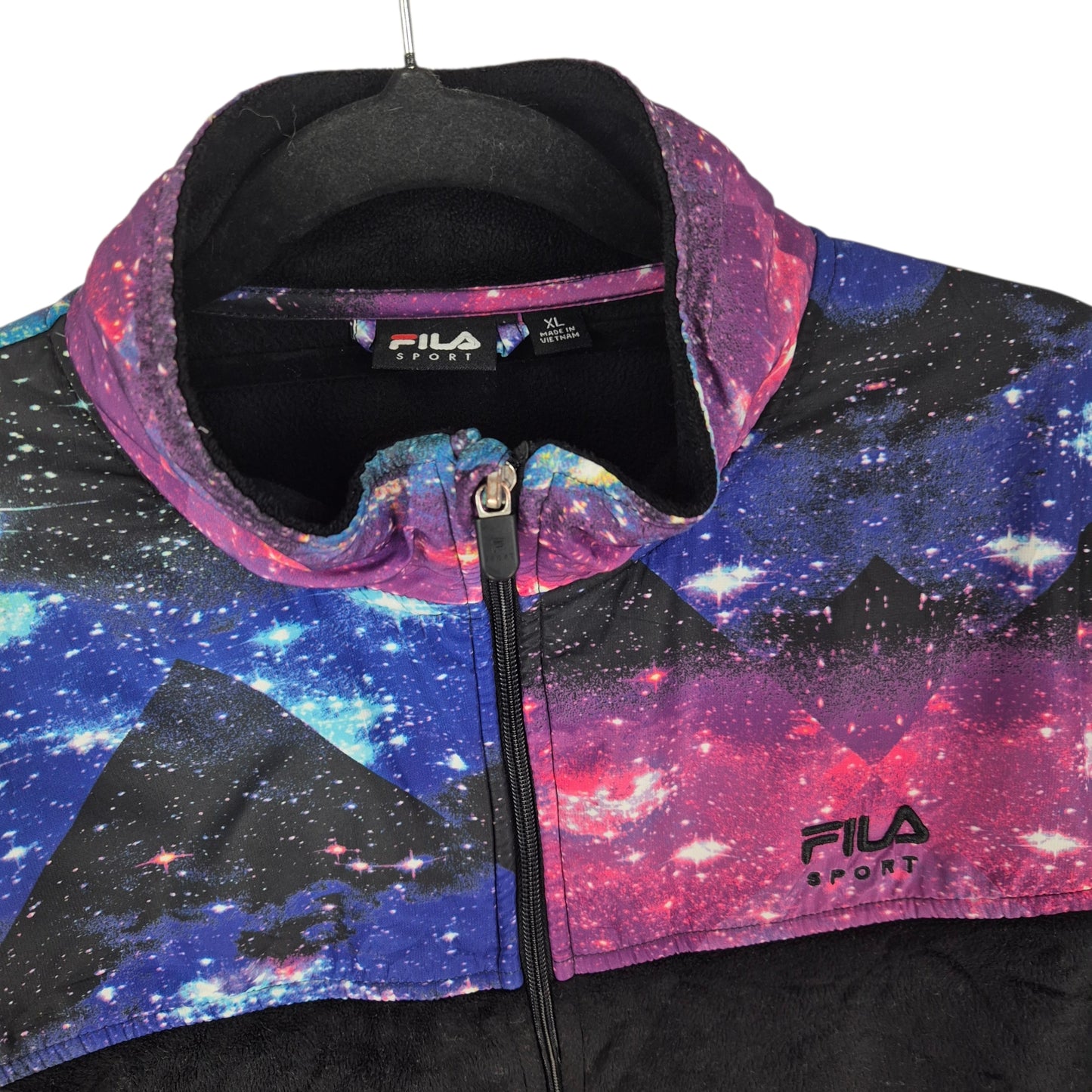 FILA Sport Womens Black Mink Fleece Zip Jumper Size XL