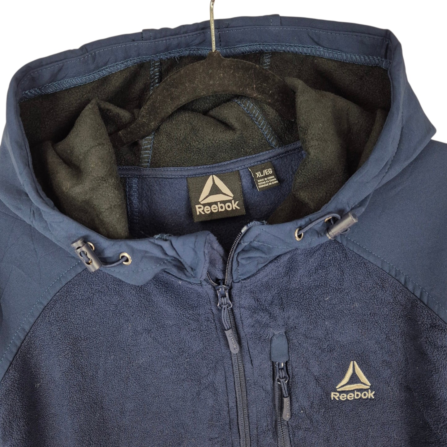 Reebok Dark Blue Hooded Fleece Zip Jumper Size XL