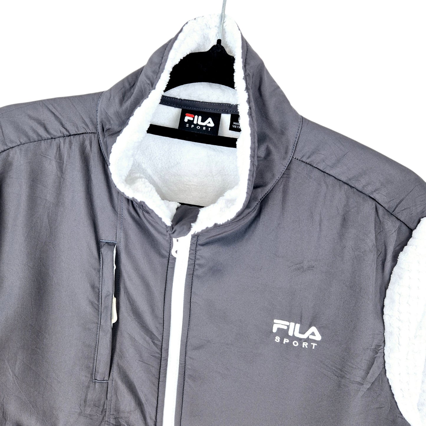 FILA Sport White Fleece Zip Jumper Size L