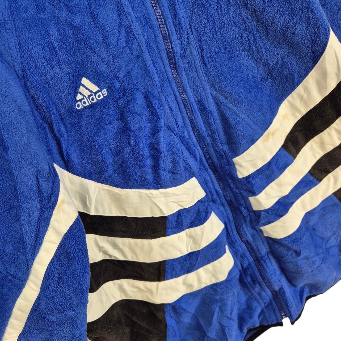 Vintage Adidas 90's Blue Heavy Fleece Zip Jacket Size XL
