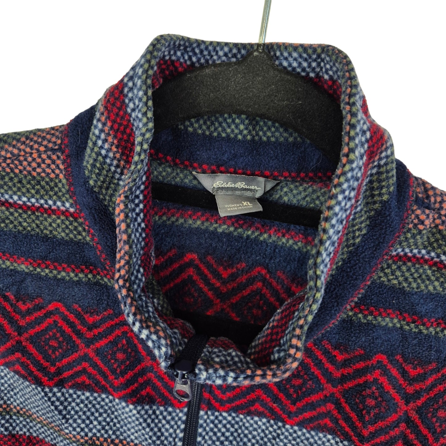 Eddie Bauer Womens Blue Quarter Zip Fleece Jumper Size XL