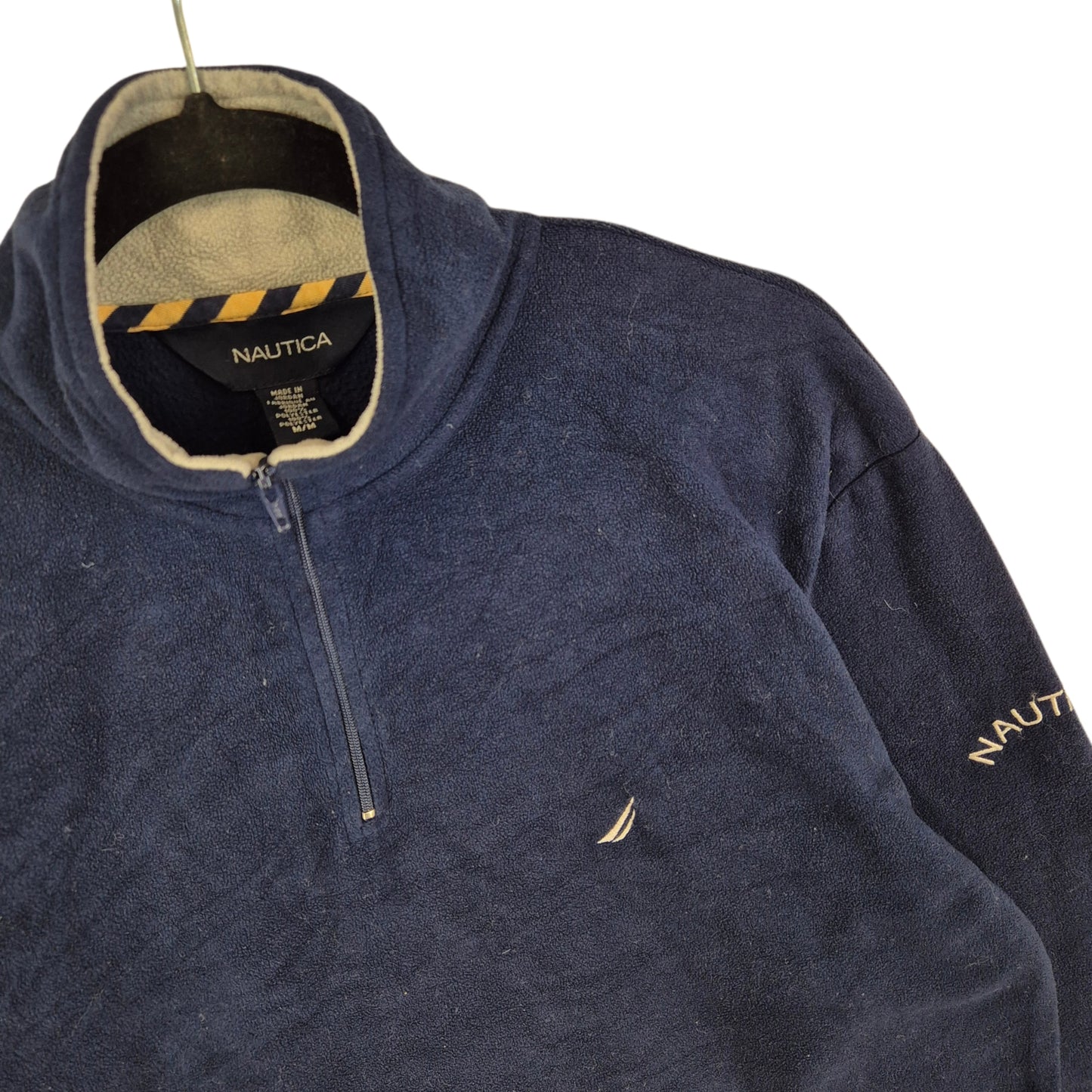 Nautica Blue Quarter Zip Fleece Jumper Size M