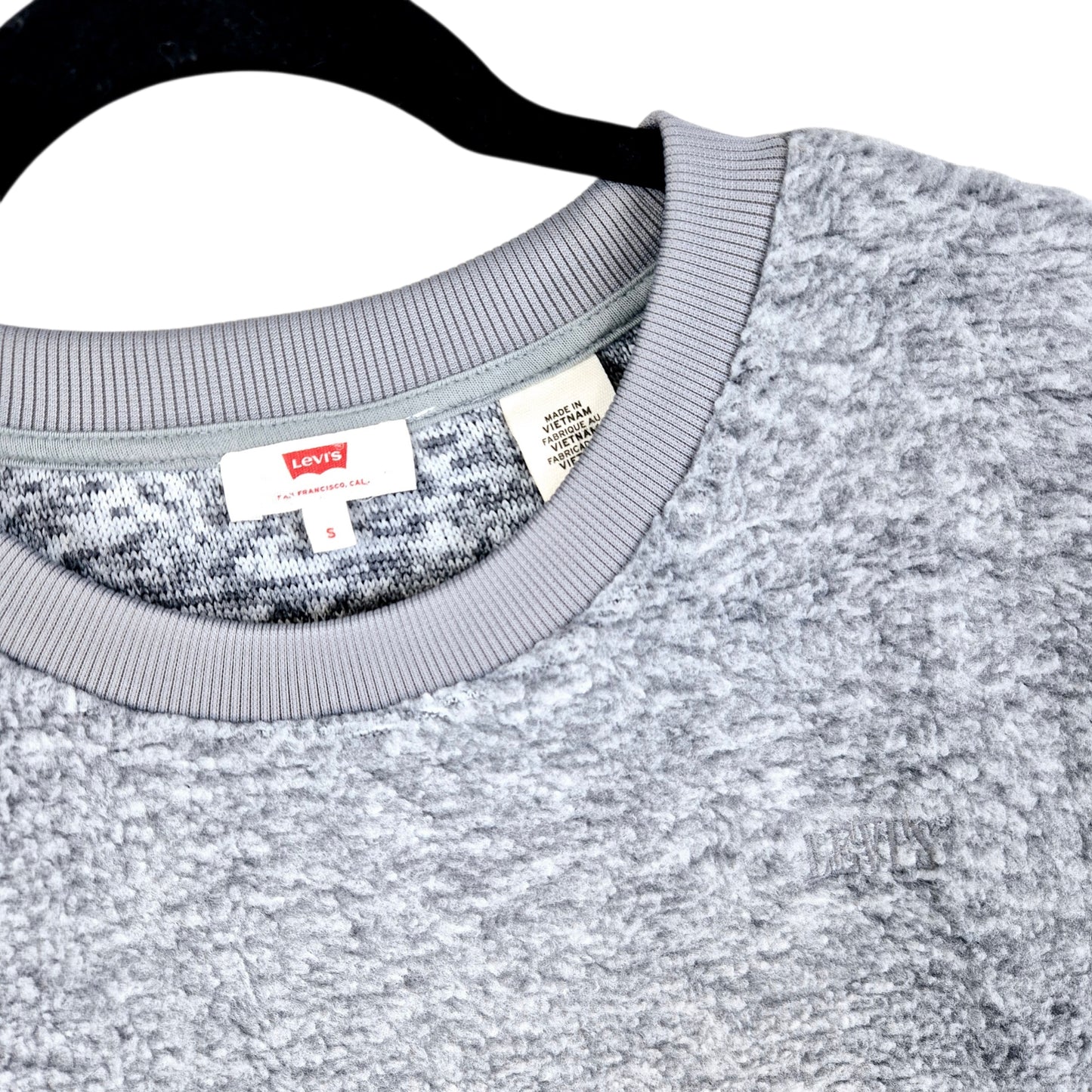 Levis Womens Light Grey Oversized Crop Fleece Jumper Size S